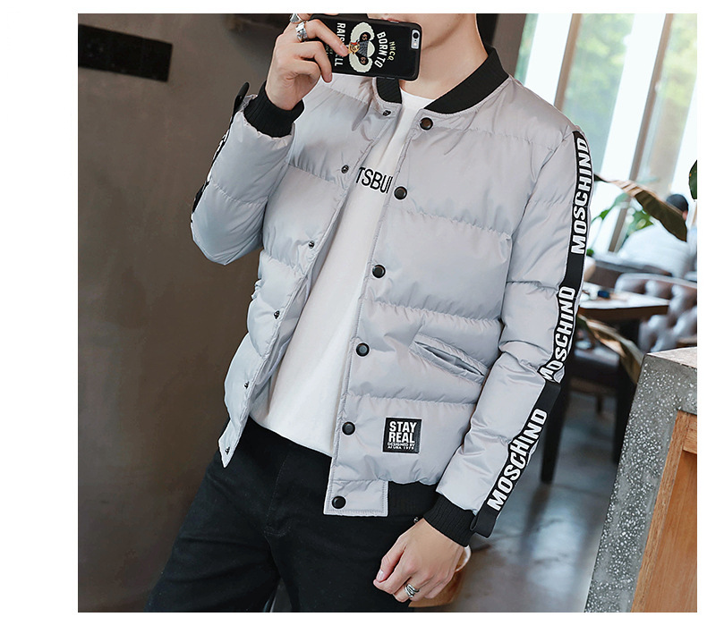 棒球领加厚棉服外套,冬日下的阳光型男