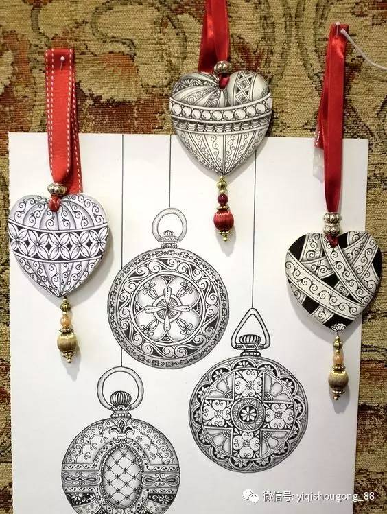 自己画圣诞卡片,圣诞节手工缠绕画