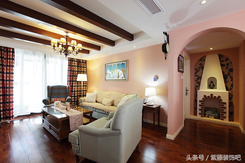 紫藤装饰_美式客厅装修效果图