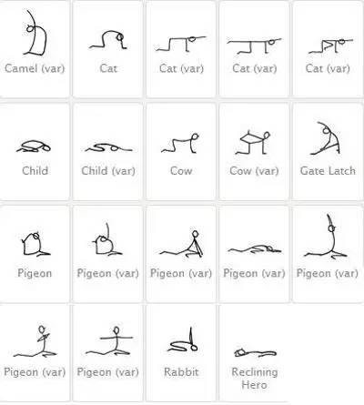 瑜伽小人体式画法教学,如何画瑜伽体式小人