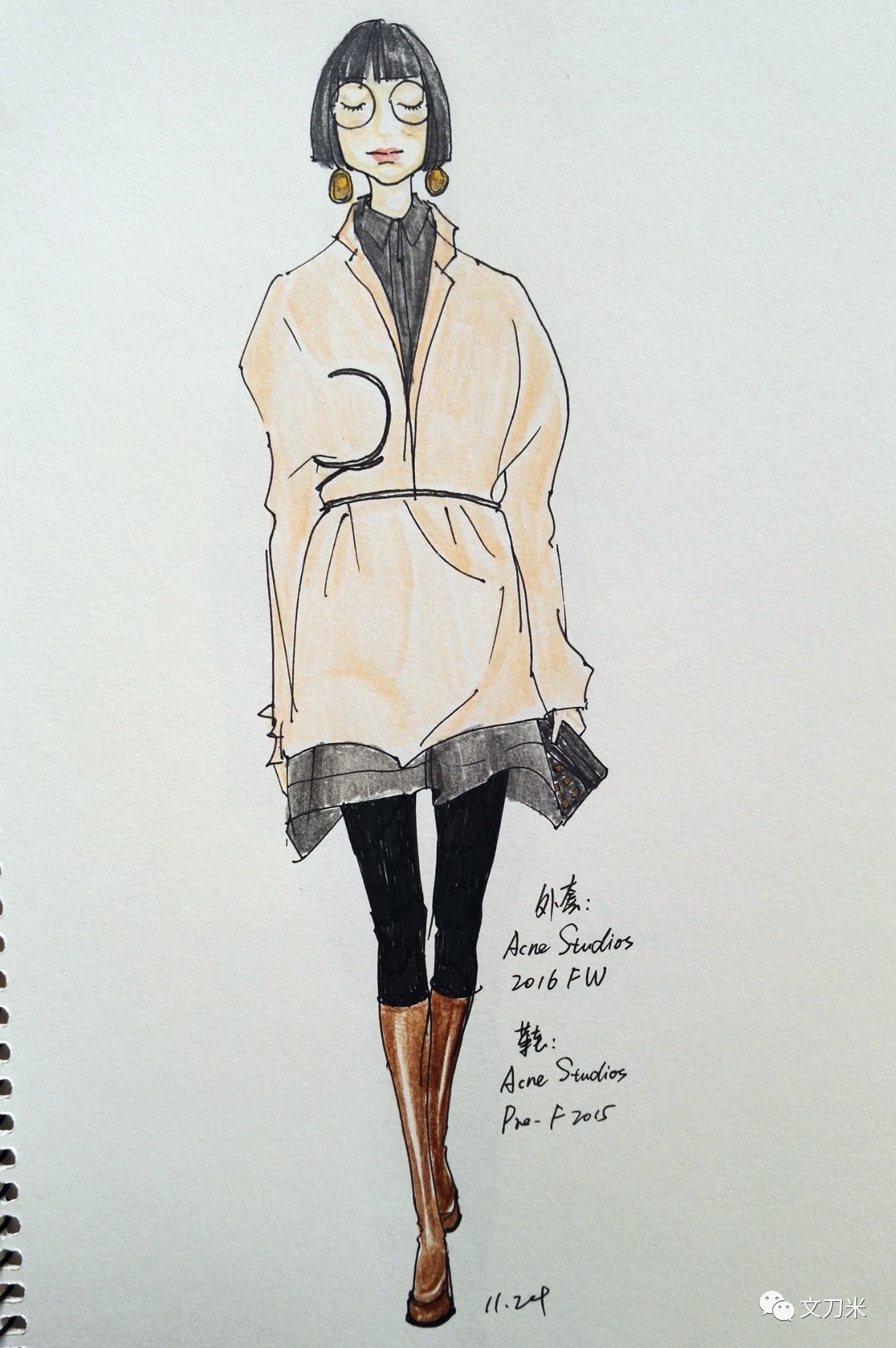 把自己每天的穿搭画出来,每天10分钟一幅速写