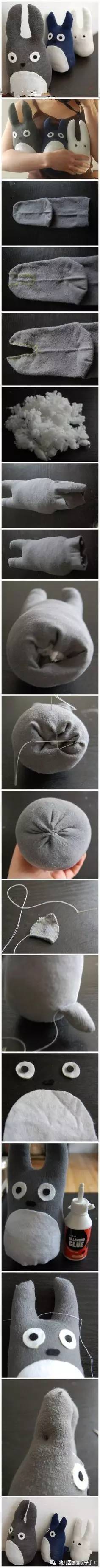 幼儿园废物利用手工袜子娃娃,给13cm的娃娃做鞋子和衣服袜子