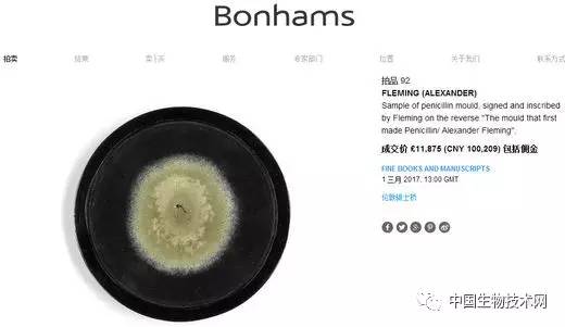 弗莱明的古董霉菌卖了$15000