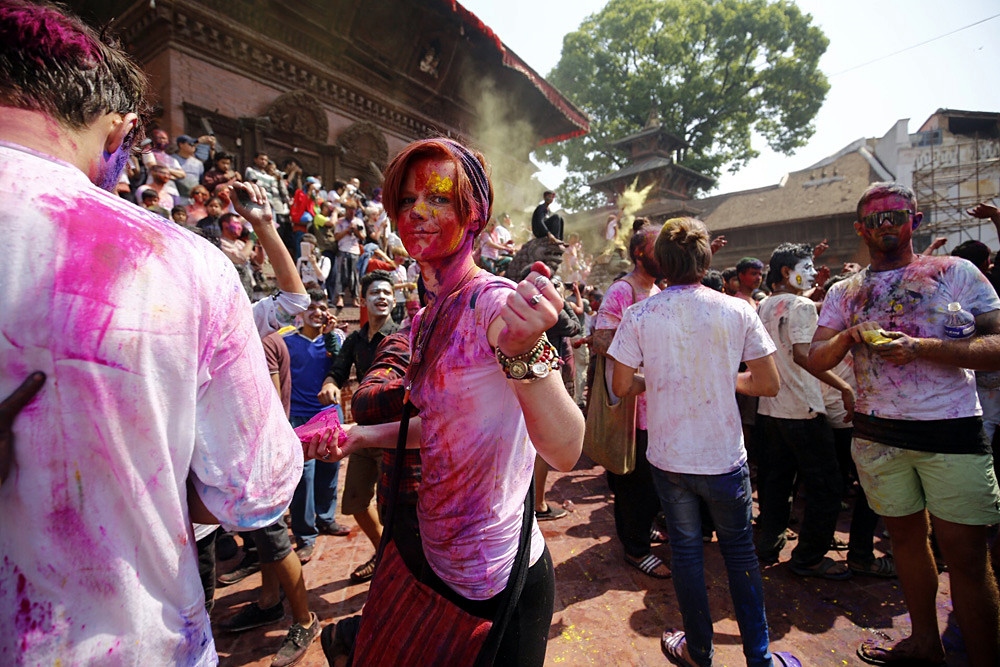 尼泊尔洒红节掠影,尼泊尔洒红节旅游