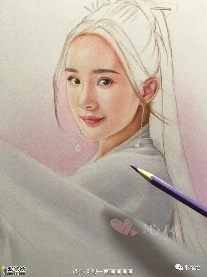 神似！彩铅画三生三世十里桃花中的姑姑白浅和太子夜华