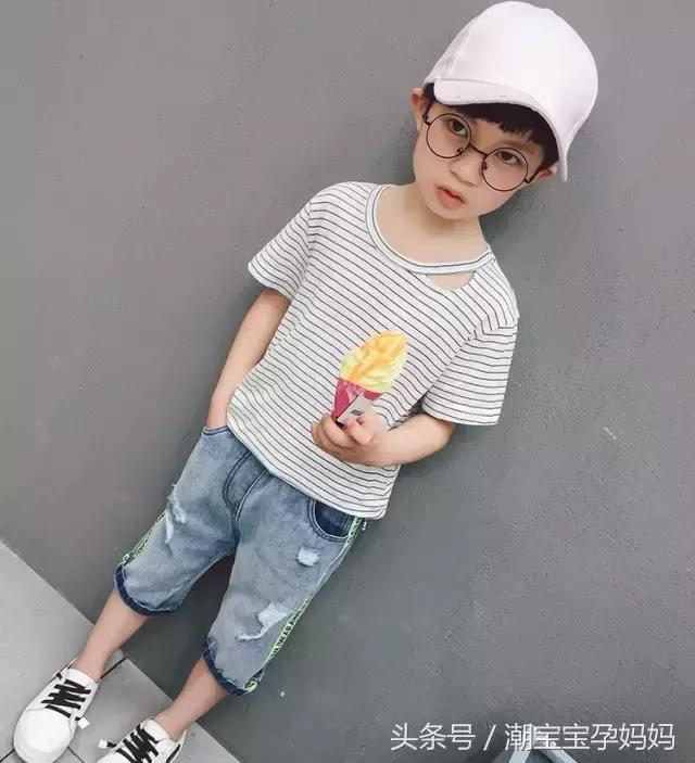 短袖t恤男孩夏季青少年潮牌渐变,男宝夏季2023新款爆款短袖