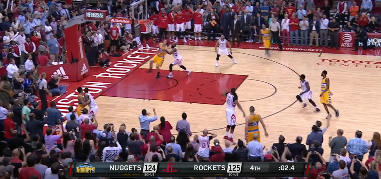 哈登一条龙绝杀勇士,哈登最诡异进球