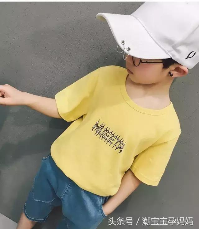 短袖t恤男孩夏季青少年潮牌渐变,男宝夏季2023新款爆款短袖