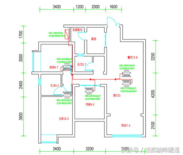 干货:成都东麓驿境安装日立中央空调1托5方案及价格预算