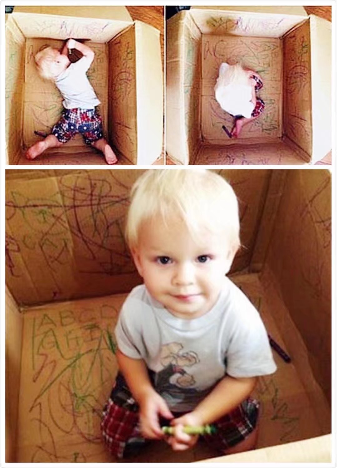 废纸箱做儿童玩具,废纸箱做可爱的宝宝