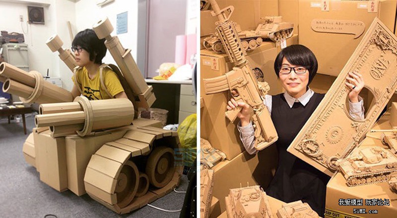 一个日本的萌妹子为了玩模型竟然在废纸堆做这种事情