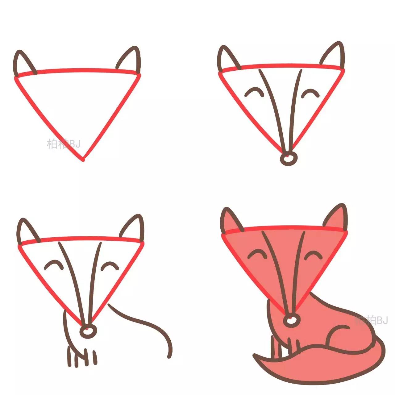 三年级简笔画趣味思维图,三角形创意简笔画