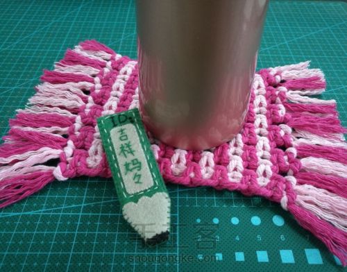 最简单的绳结杯垫,绳结杯垫