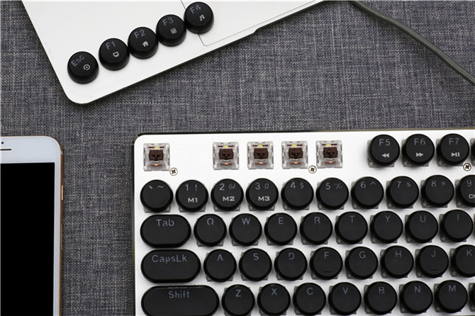 腹灵GT104S二代机键盘圆形键帽，手感一样的好