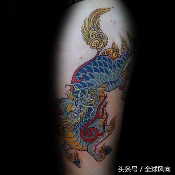 麒麟上云纹身图片大全,麒麟的纹身图案大全