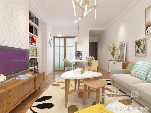 单身女青年北欧风格文艺家,沈阳中海和平之门85平2室2厅,电视背景墙凿个书架