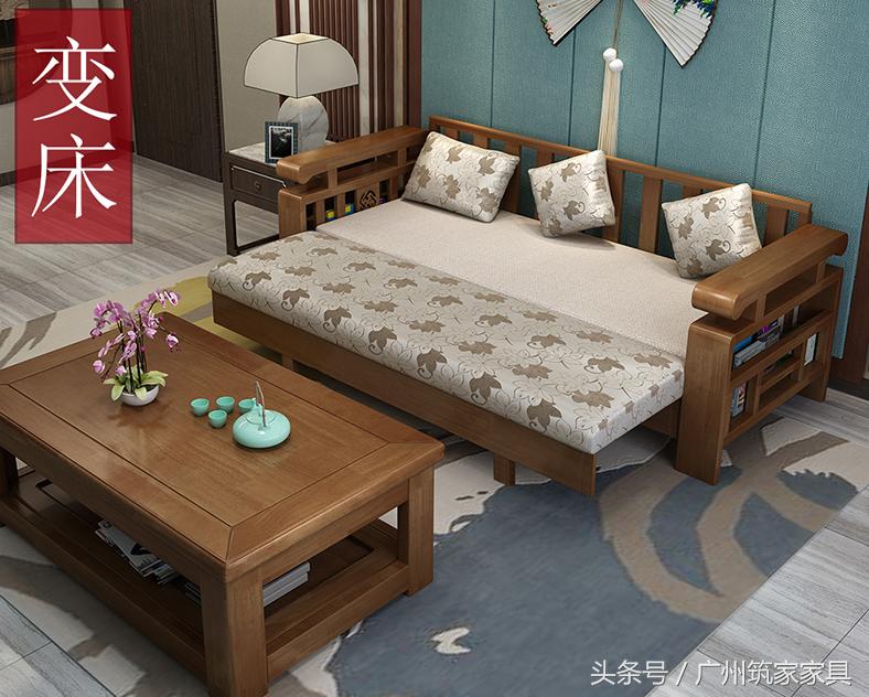 现在沙发床好还是实木床好,新中式实木床罗汉床沙发床
