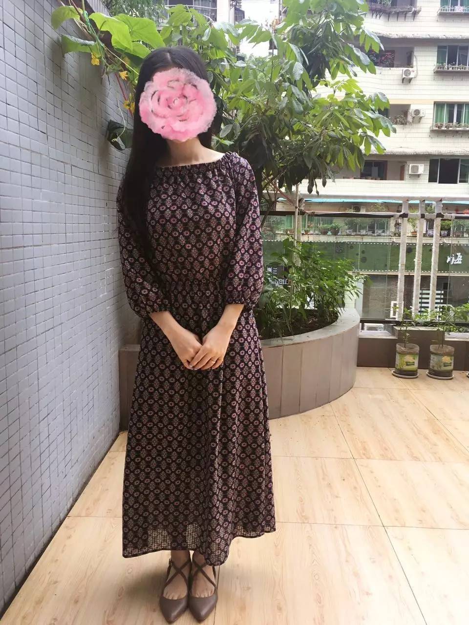 草绒连衣裙高档,小花裙连衣裙中长款