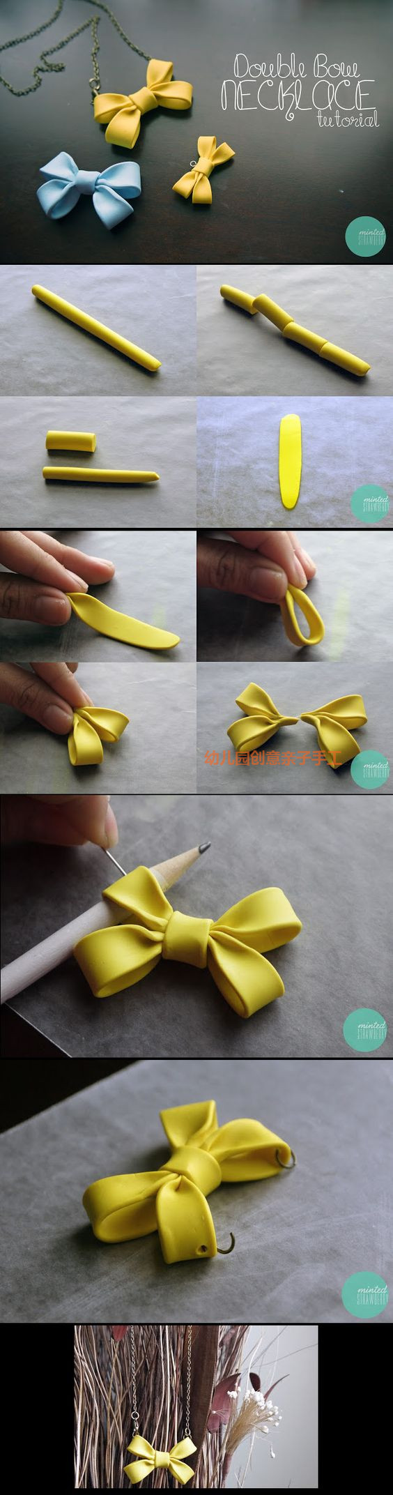 幼儿园超轻粘土手工大全：蝴蝶结维尼小熊等，唯美可爱风附教程