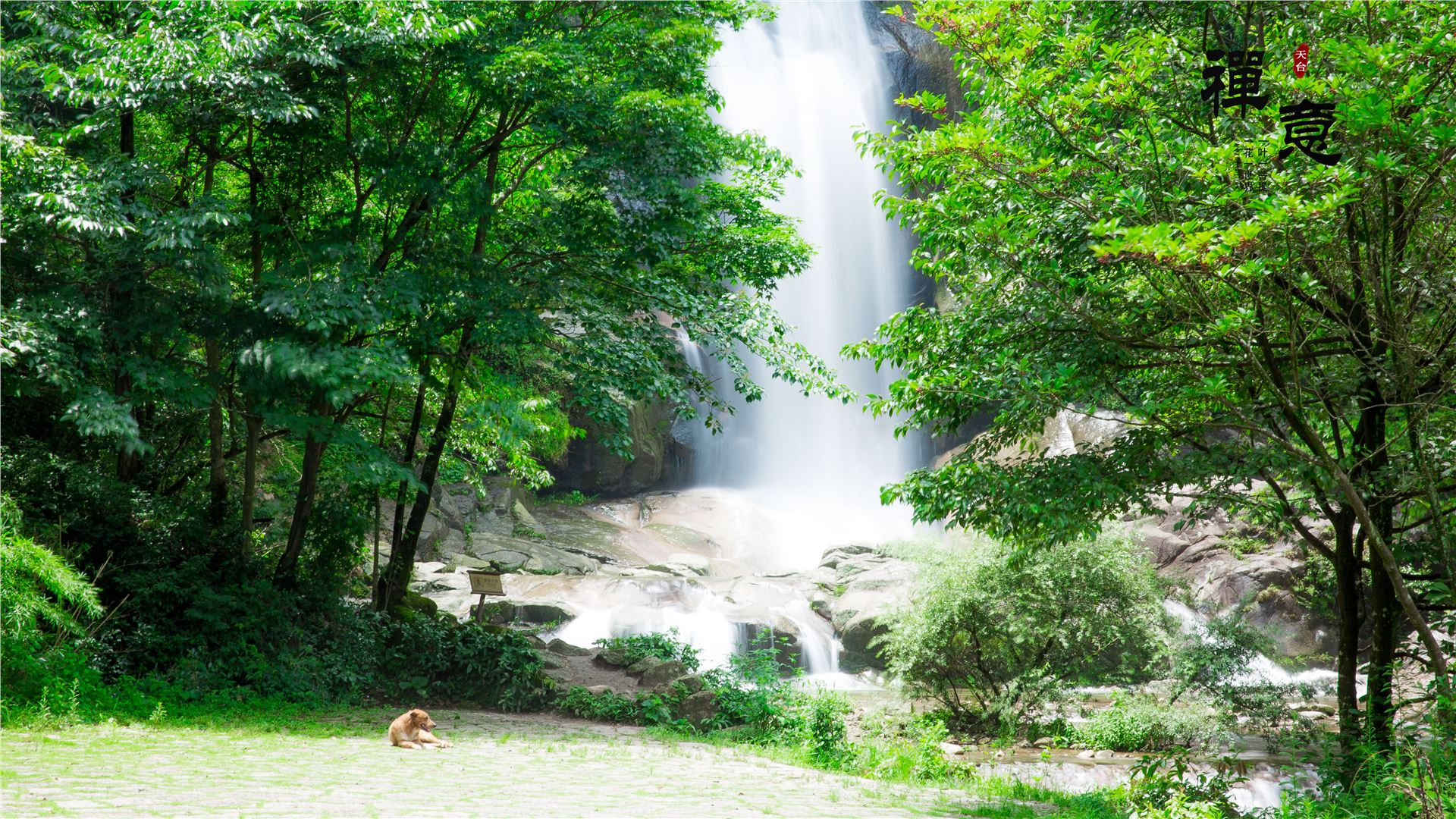 石梁飞瀑高清图,天台山国清寺石梁飞瀑一日游