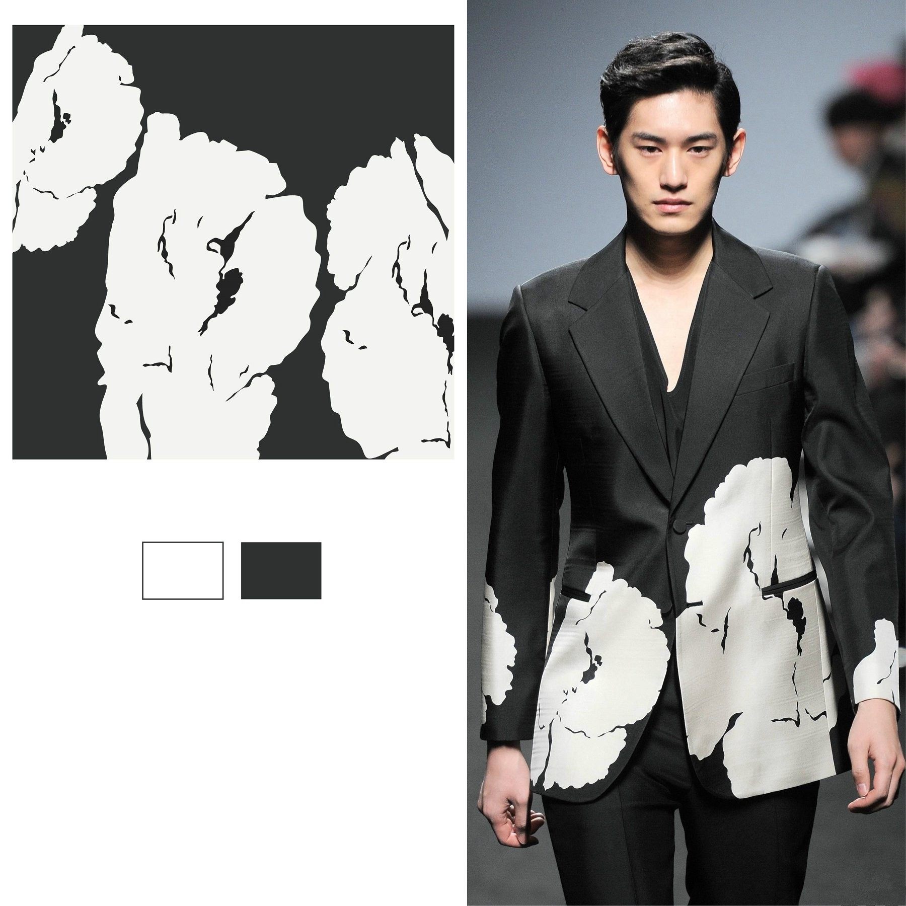 秀场系列服装配色效果图,彩色印花时尚秀图片高清