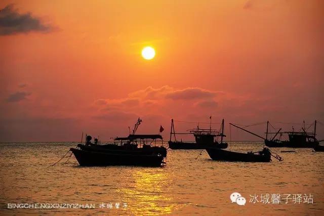 醉享三亚波波利海岸夕阳下的渔光曲