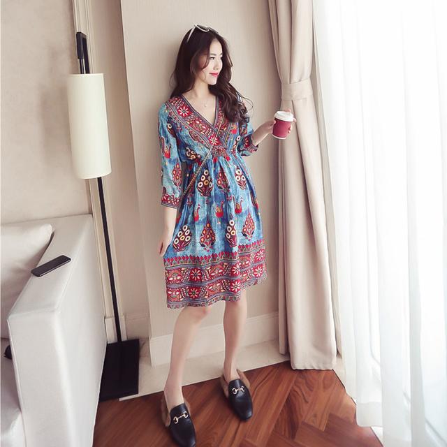 民族风碎花棉麻连衣裙裁剪图,民族风棉质大码碎花连衣裙