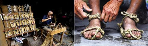 男穿草鞋,女穿蒲,下雨天儿拖木屐