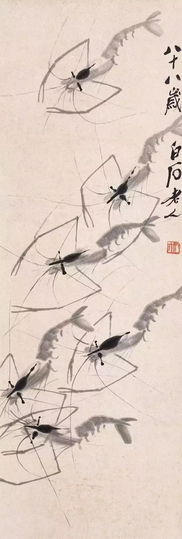 怎么临摹齐白石画的虾教程,齐白石虾的画法教程