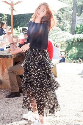 韩国夏季长裙搭配图 (韩版长裙穿搭)