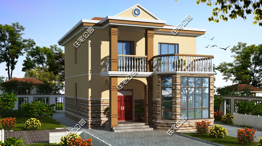 11x8米二层农村小别墅另带柴火房,农村自建房二层小别墅需要多少砖