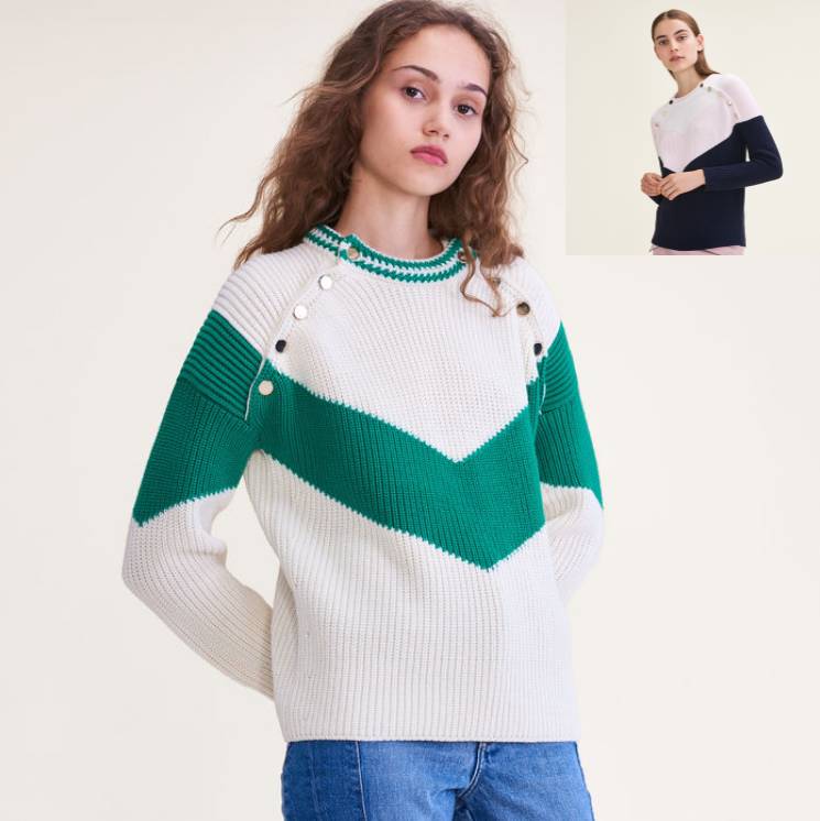 驼色条纹毛衫搭配,条纹长袖毛衣怎么穿