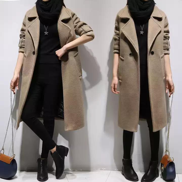 毛呢双面大衣中长款外套女款秋冬,韩国高端羊绒大衣女冬加厚