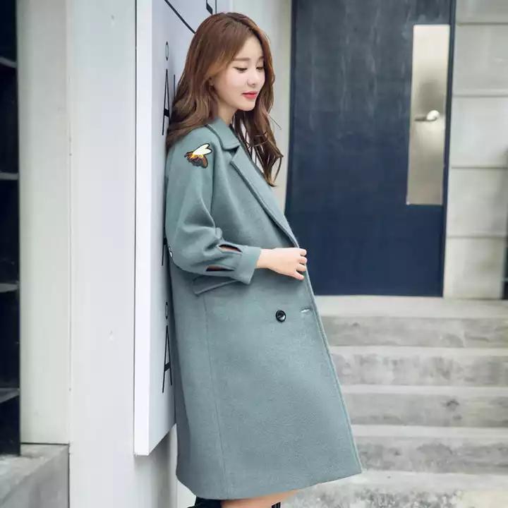 最新款韩版女冬季毛呢大衣长款,韩国女式羊绒大衣最新款
