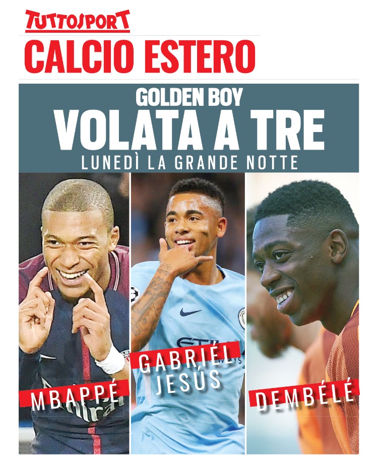 年度最佳阵容锋线姆巴佩,2017年姆巴佩金童奖颁奖