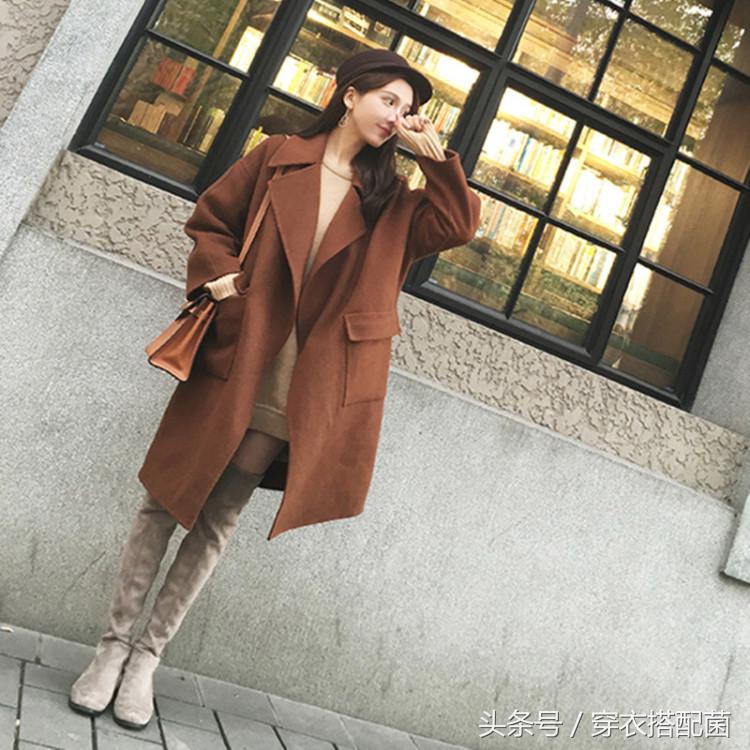 大衣如何穿搭女秋冬好看,黑色大衣连衣裙穿搭高级感