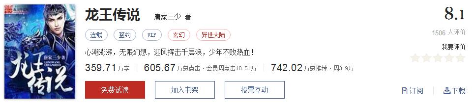 起点评分8.7以上小说排行榜,全网评价最高的十本网络小说神作