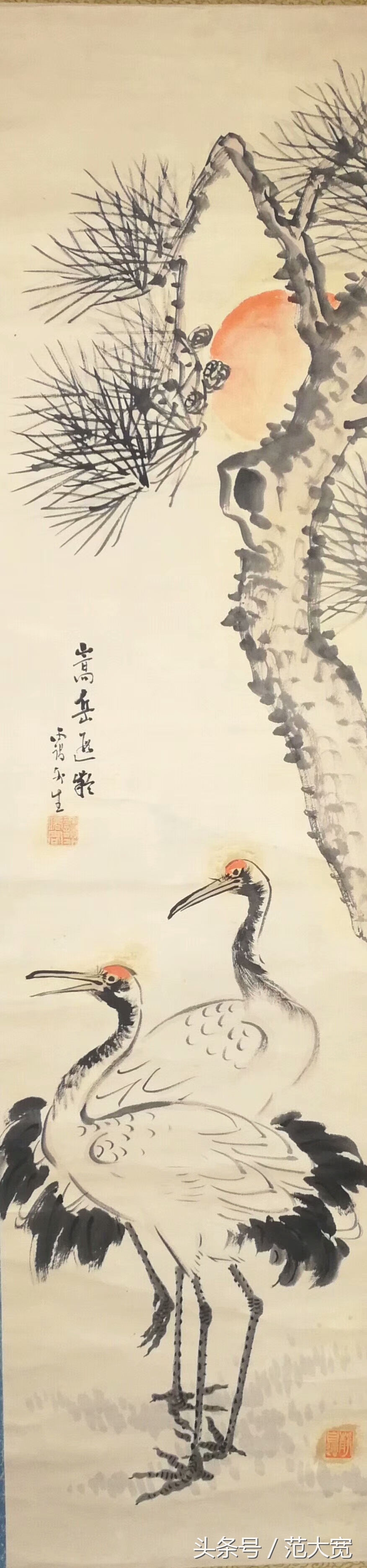 日本画师画仙鹤,仙鹤画作讲解