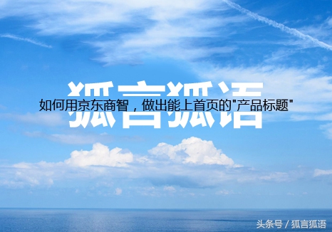 狐说:如何用京东商智,做出能上首页的“产品标题”