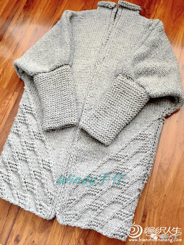 棒针粗线外套大衣教程,棒针休闲简洁大衣图解