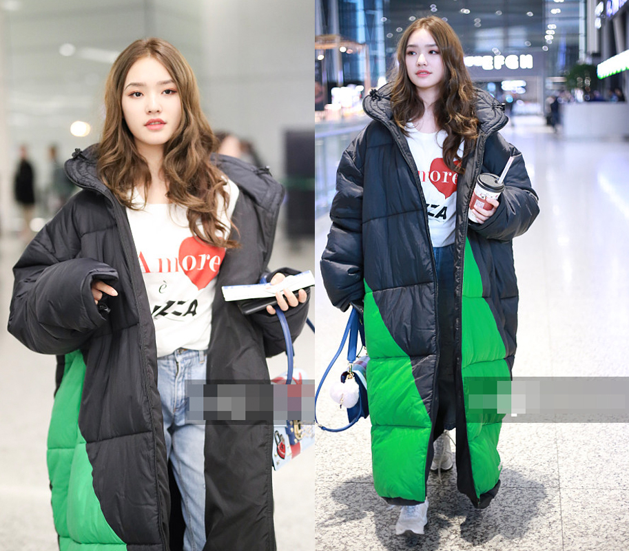 林允穿3万块的羽绒服机场凹造型,网友吐槽:这是穿了件被子吧?