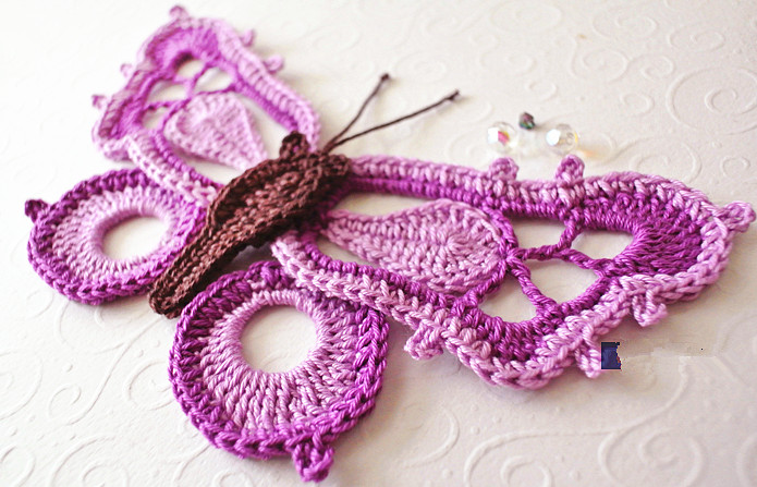 蝴蝶耳环项链的钩编教程,蝴蝶帽子的钩编方法第一部分