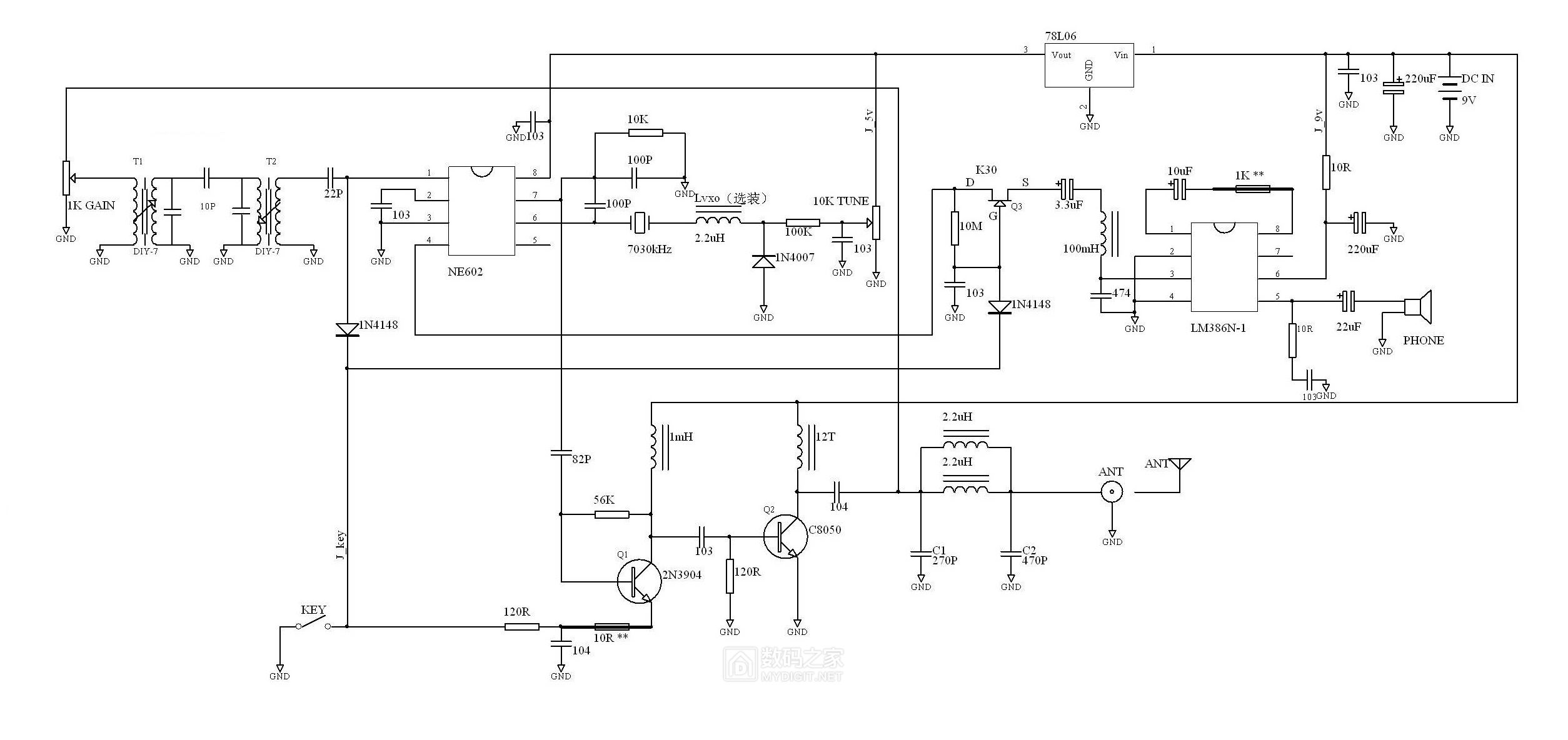 终于可以踏入短波无线电的大门了！自制小功率等幅电报收发信机