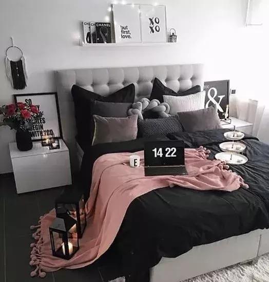 卧室都是灰色搭配什么床品好看,粉灰卧室怎么搭配床品