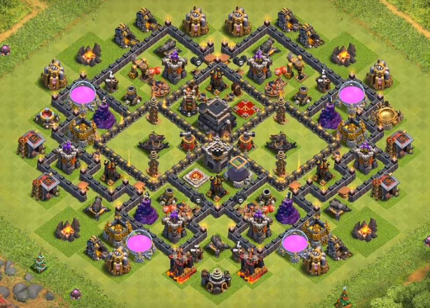 冲杯阵型和部落战阵型的不同,部落冲突夜世界9本3000杯阵型