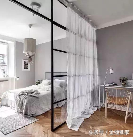 客厅阳台隔断窗帘效果,伸缩客厅窗帘隔断