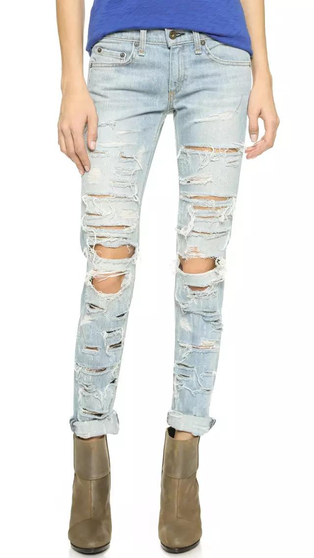 今年最潮弹力破洞微喇牛仔裤,潮流牛仔裤有哪些