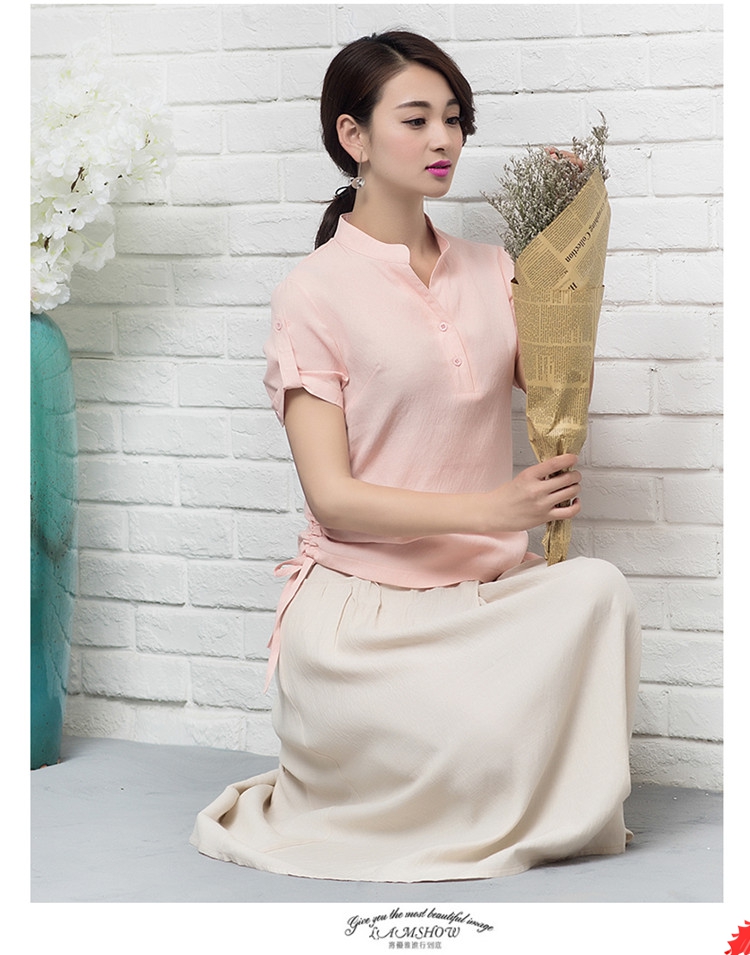 散发强大女神气场，让人过目不忘的棉麻立领中长裙套装