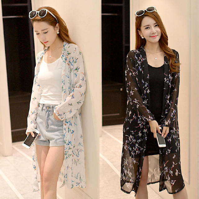 夏季大码雪纺开衫防晒长款,雪纺短袖气质开衫洋气款