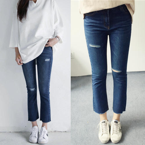 长腿秘籍高腰刺绣字母拖地裤,穿搭小能手美女